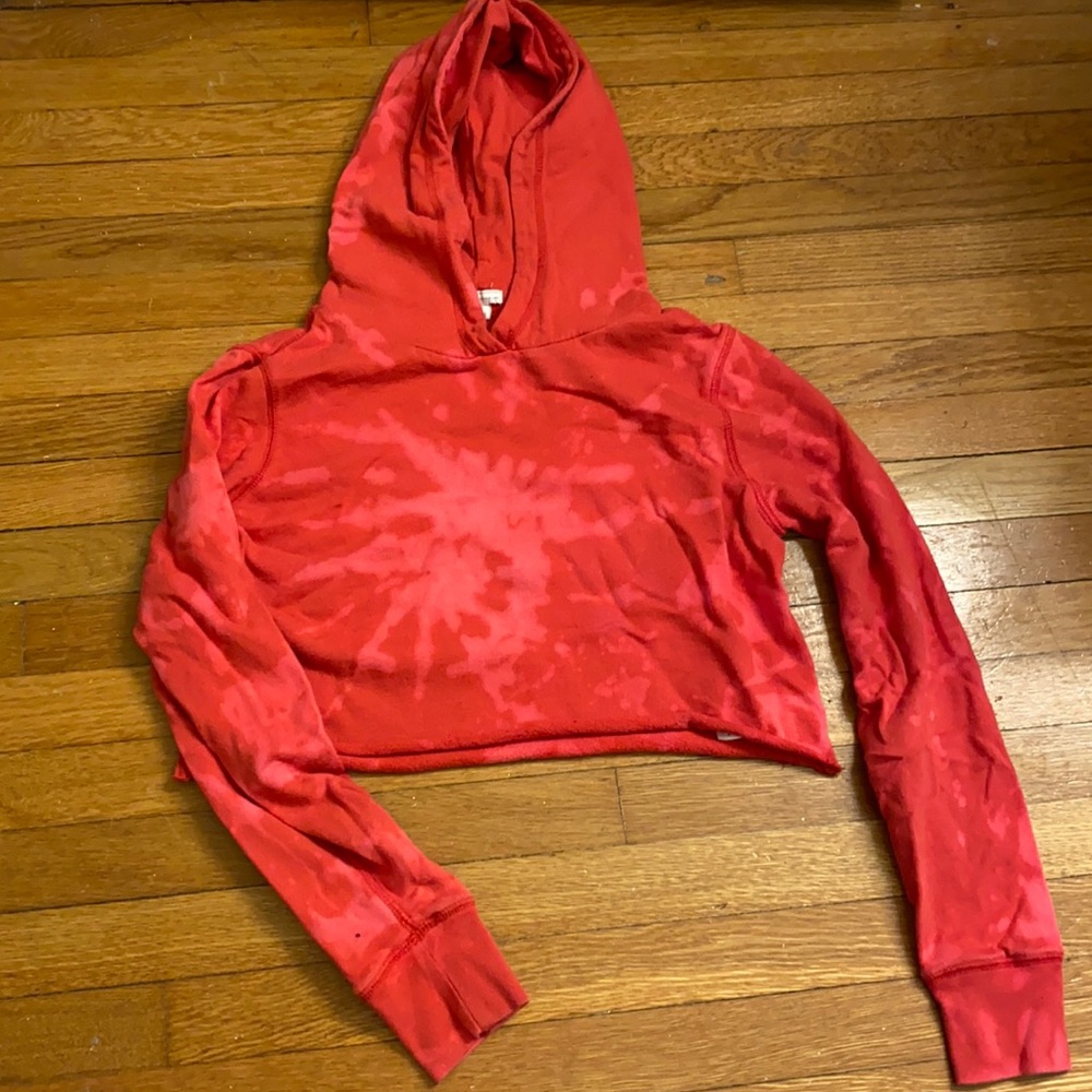 Hot Pink acid-washed cropped hoodie